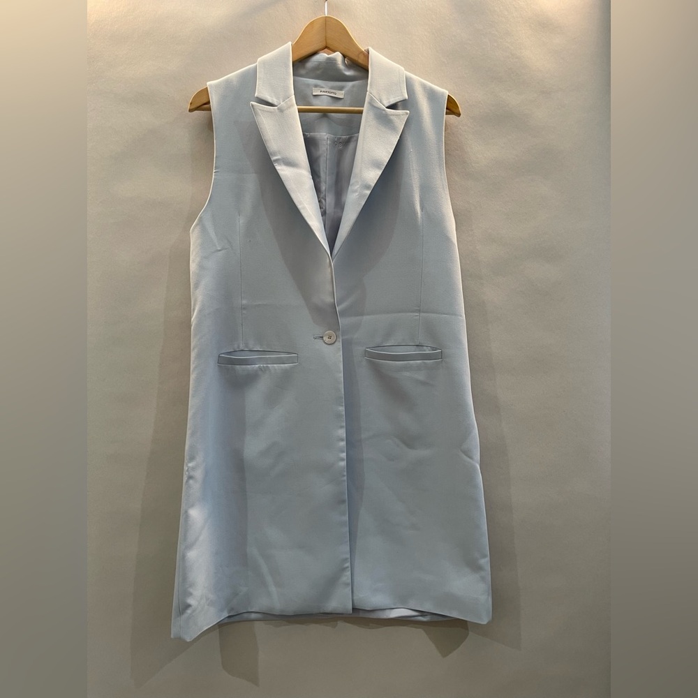 Pinkyotto light blue long vest with button closure, size M